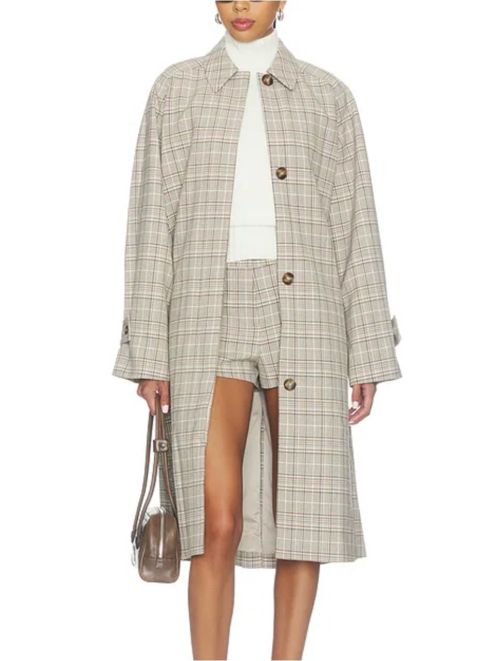 New Revolve Lovers and Friends Bradley plaid trench coat